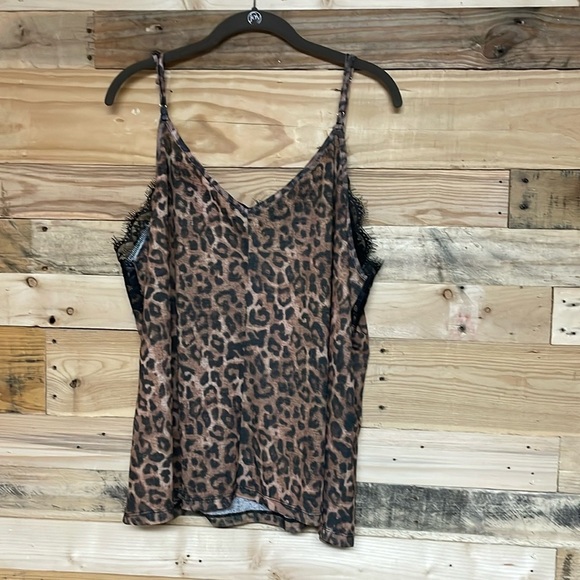 Main Strip size 3X Cheetah Print Black Lace Trim Lightweight Soft Cami Top - Picture 7 of 7